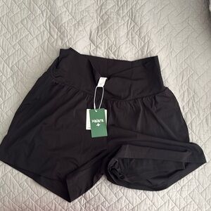 Halara NEW Black Super High Waisted Back&Side Hidden Pocket 2-in-1 Yoga Short-XL